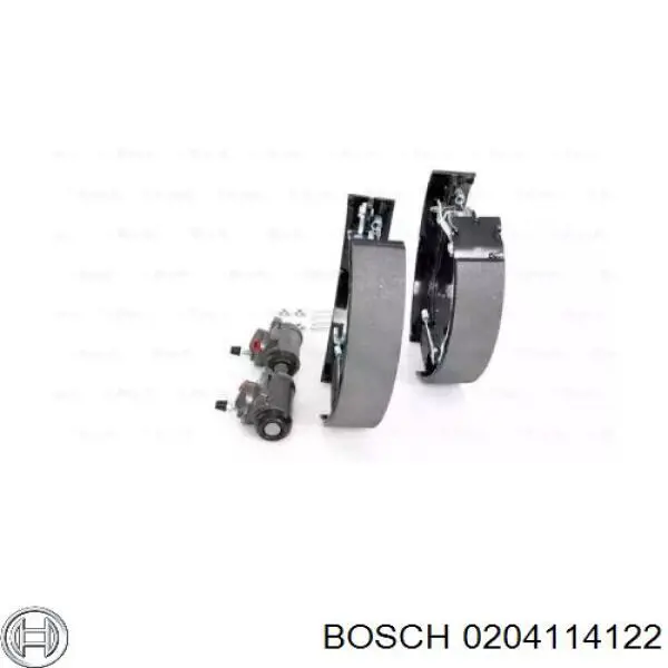 Купить 0204114122 Bosch Колодки тормозные задние барабанные, в сборе с цилиндрами, комплект