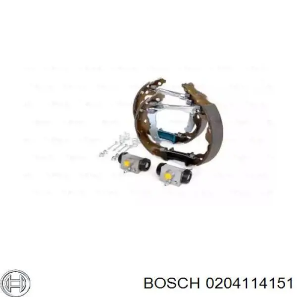 204114151 Bosch колодки тормозные задние барабанные, в сборе с цилиндрами, комплект