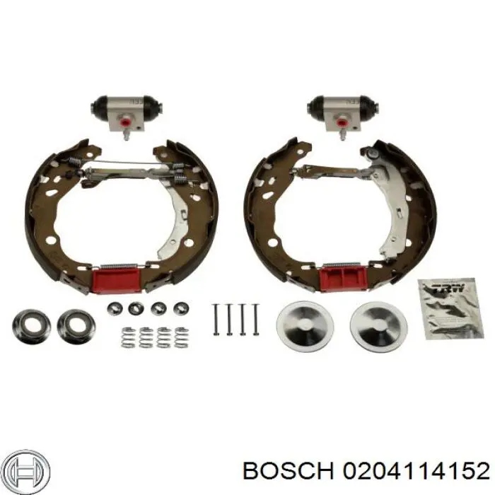 0204114152 Bosch колодки тормозные задние барабанные, в сборе с цилиндрами, комплект