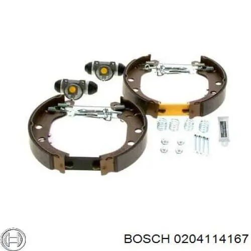 Колодки тормозные задние барабанные, в сборе с цилиндрами, комплект Bosch 0204114167