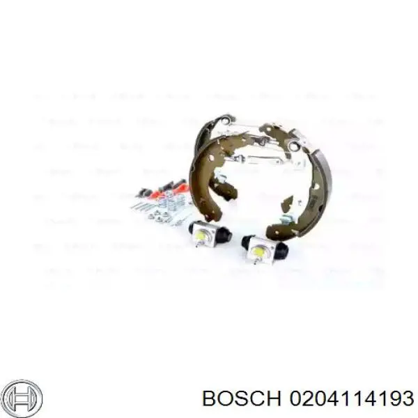 0 204 114 193 Bosch sapatas do freio traseiras de tambor, montadas com cilindros, kit