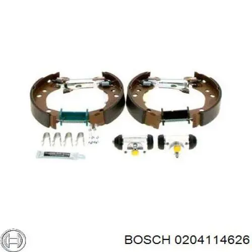 0204114626 Bosch колодки тормозные задние барабанные, в сборе с цилиндрами, комплект