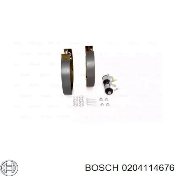 0 204 114 676 Bosch sapatas do freio traseiras de tambor, montadas com cilindros, kit