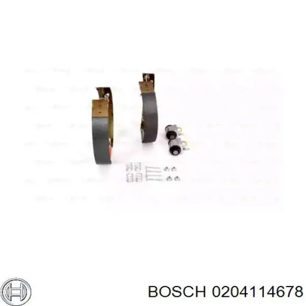 204114678 Bosch sapatas do freio traseiras de tambor, montadas com cilindros, kit