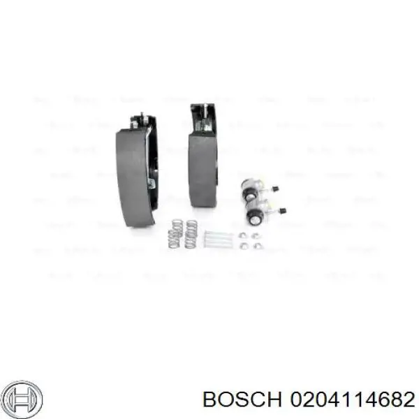 Купить 0204114682 Bosch Колодки тормозные задние барабанные, в сборе с цилиндрами, комплект