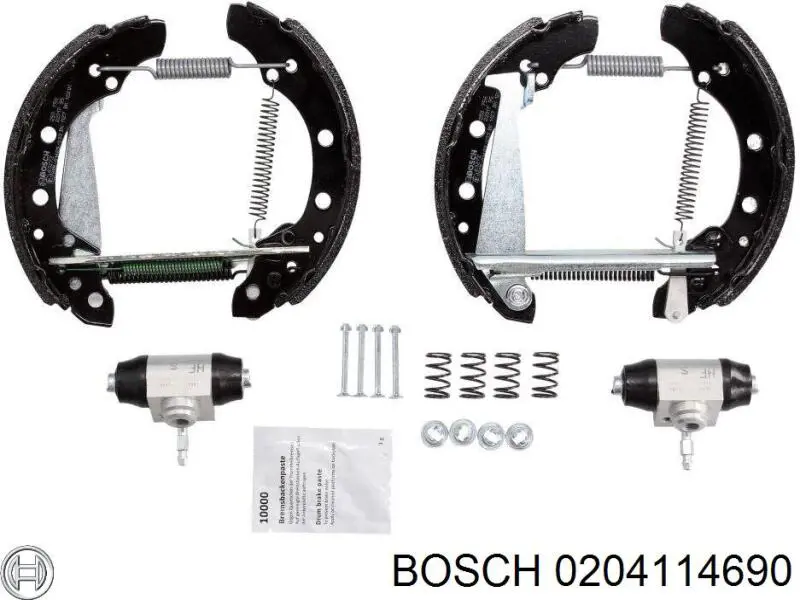 Колодки тормозные задние барабанные, в сборе с цилиндрами, комплект Bosch 0204114690