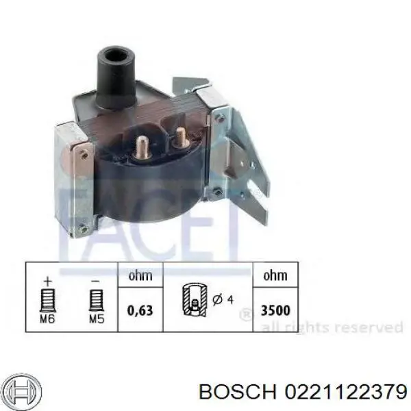 Купить 0221122379 Bosch Катушка зажигания