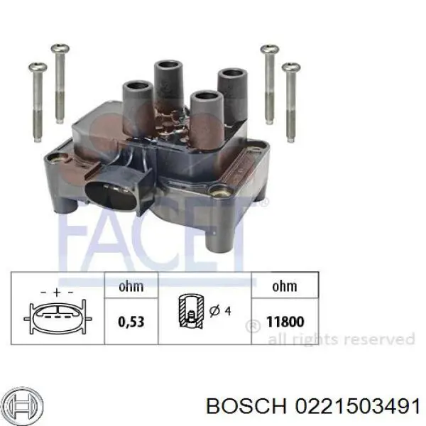 0221503491 Bosch Катушка зажигания