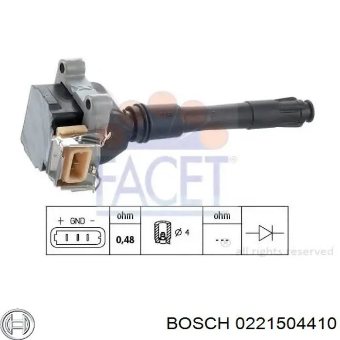 Купить 0221504410 Bosch Катушка зажигания
