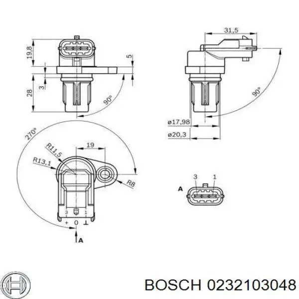 0232103048 Bosch Датчик распределительного вала