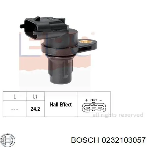 Sensor de posición del árbol de levas 0232103057 Bosch