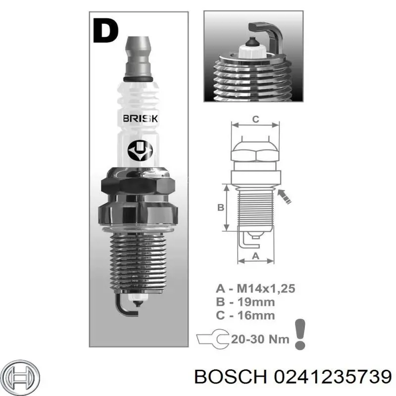 Купить 0241235739 Bosch Свечи автомобильные