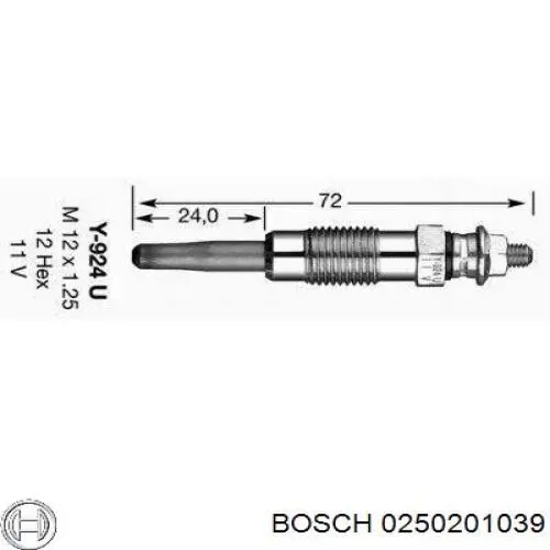 Свічка накалу 0250201039 Bosch