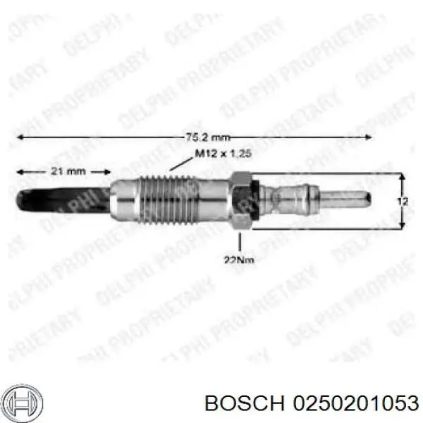 Свеча накала Bosch 0250201053