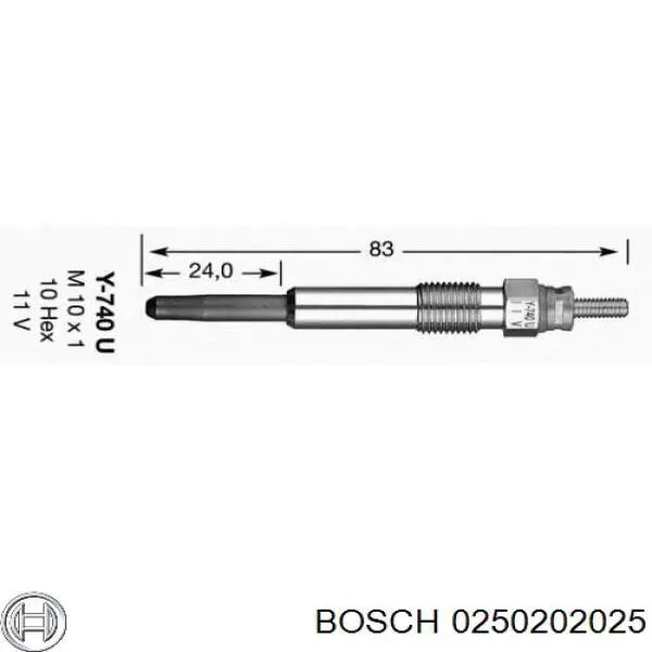 Свеча накала Bosch 0250202025