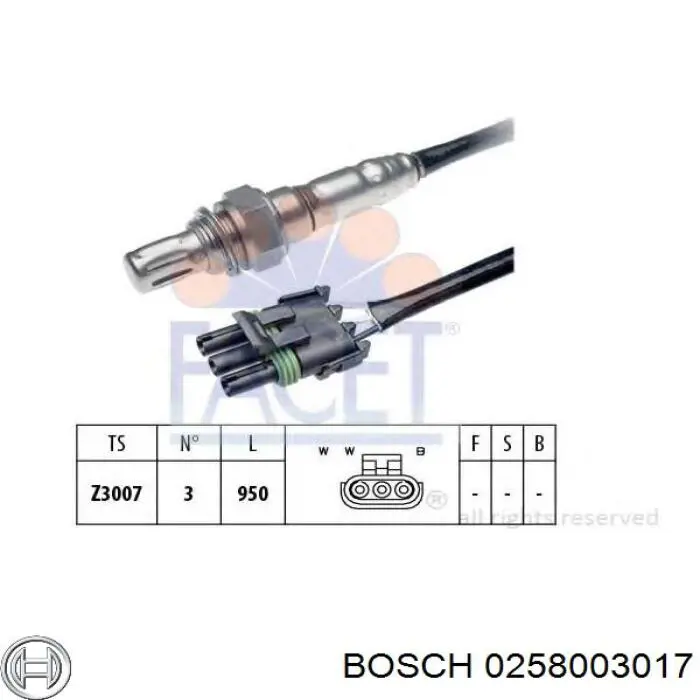 0258003017 Bosch лямбда-зонд, датчик кислорода до катализатора