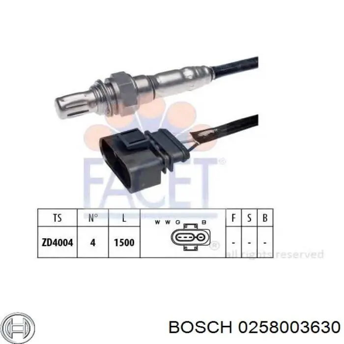 Лямбда датчик кислорода Bosch 0258003630 цена, от 54.14 USD