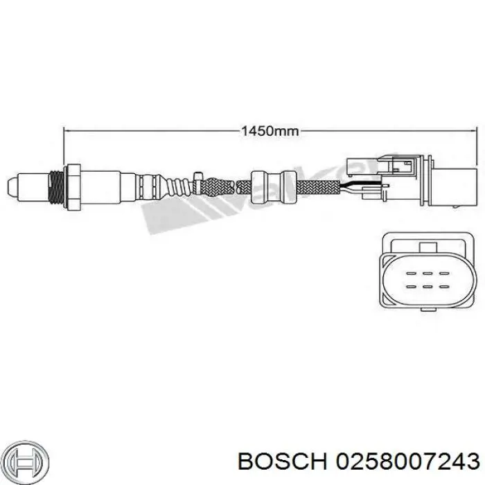 Купить 0258007243 Bosch Лямбда-зонд, датчик кислорода до катализатора правый