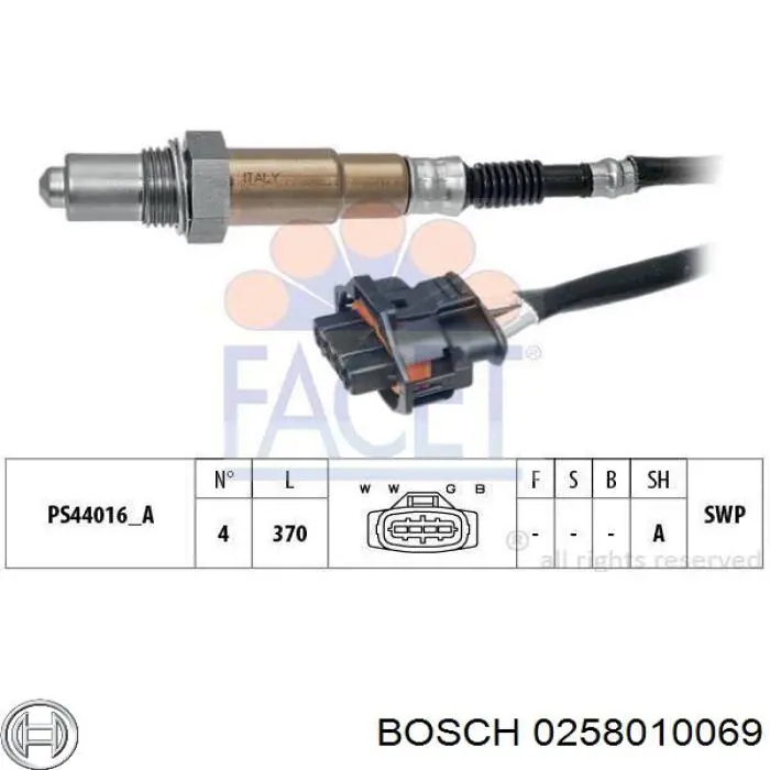 Купить 0258010069 Bosch Лямбда-зонд, датчик кислорода после катализатора