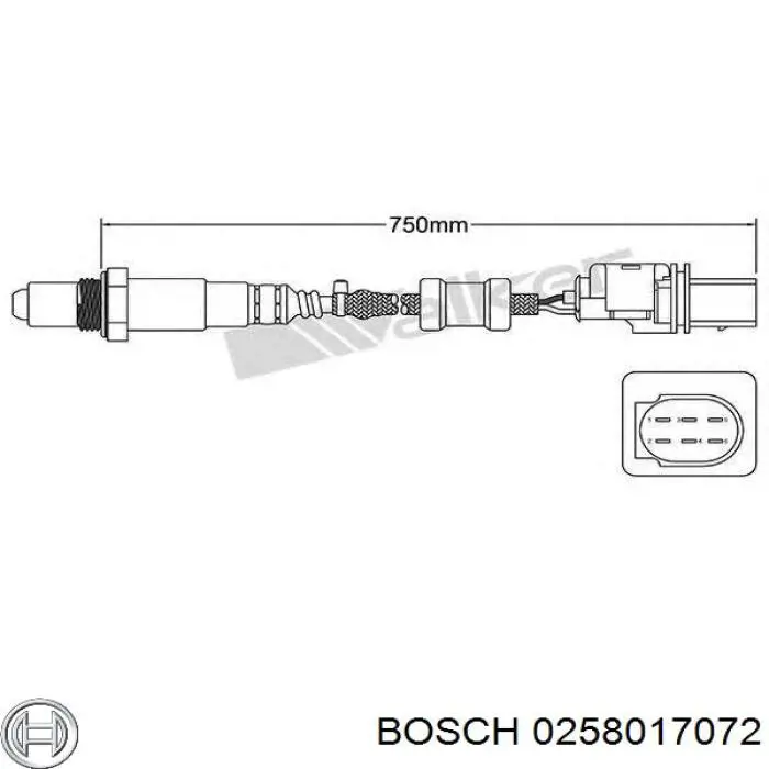 Лямбдазонд, датчик кислорода до катализатора Bosch 0258017072 цена, от 62.20 USD
