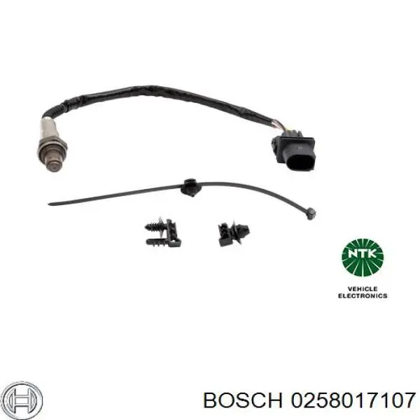 Купить 0258017107 Bosch Лямбда-зонд, датчик кислорода до катализатора правый