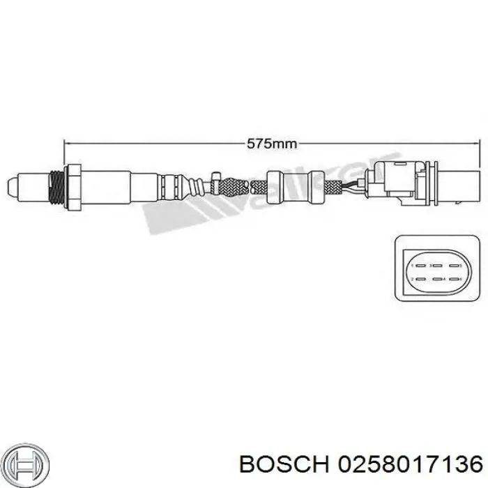 Лямбдазонд, датчик кислорода до катализатора Bosch 0258017136 цена, от 43.82 USD