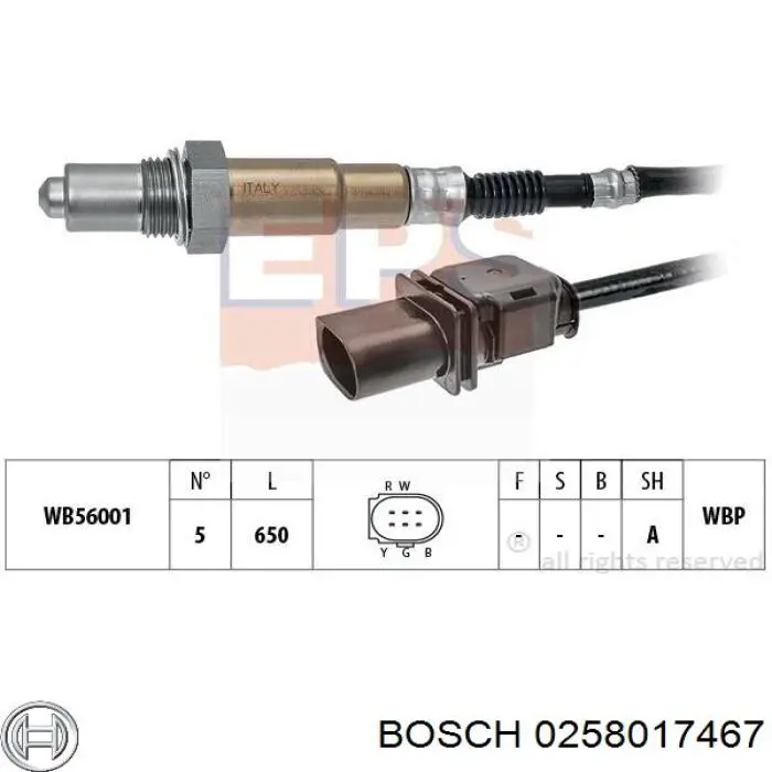 0 258 017 467 Bosch лямбда-зонд, датчик кислорода до катализатора