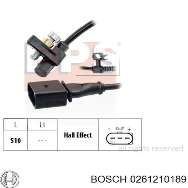 Датчик коленвала 0261210189 Bosch