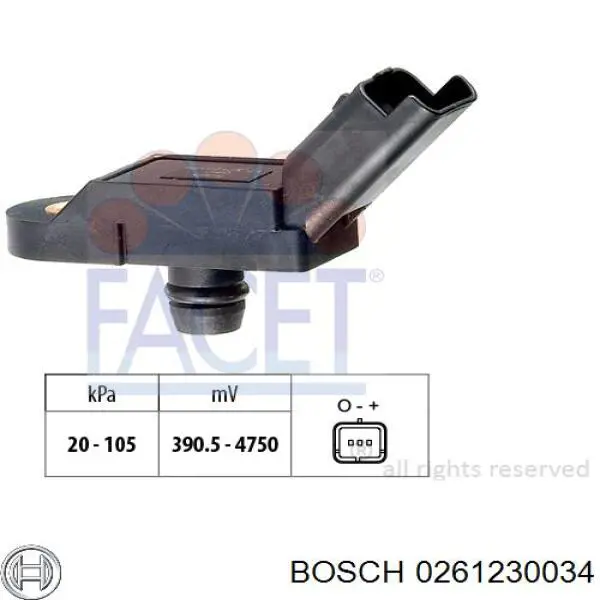 Купить 0261230034 Bosch Датчик MAP