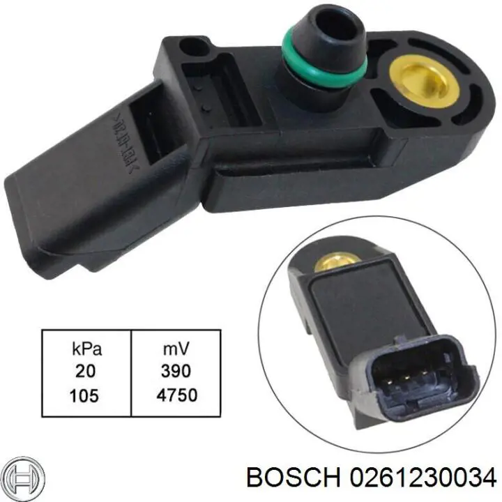 0261230034 Bosch sensor de pressão no coletor de admissão, map