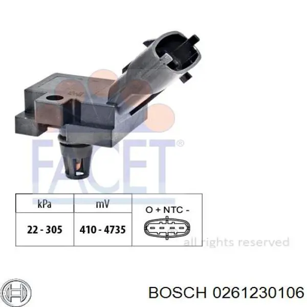 0261230106 Bosch датчик давления во впускном коллекторе, map
