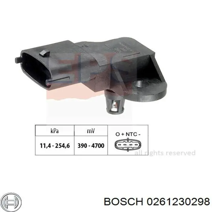 0261230298 Bosch датчик давления наддува