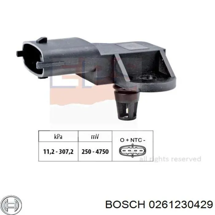 0 261 230 429 Bosch sensor de pressão no coletor de admissão, map