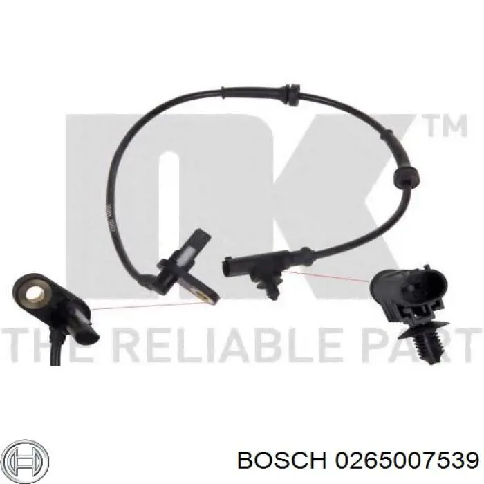 0265007539 Bosch Датчик АБС (ABS) задний, правый