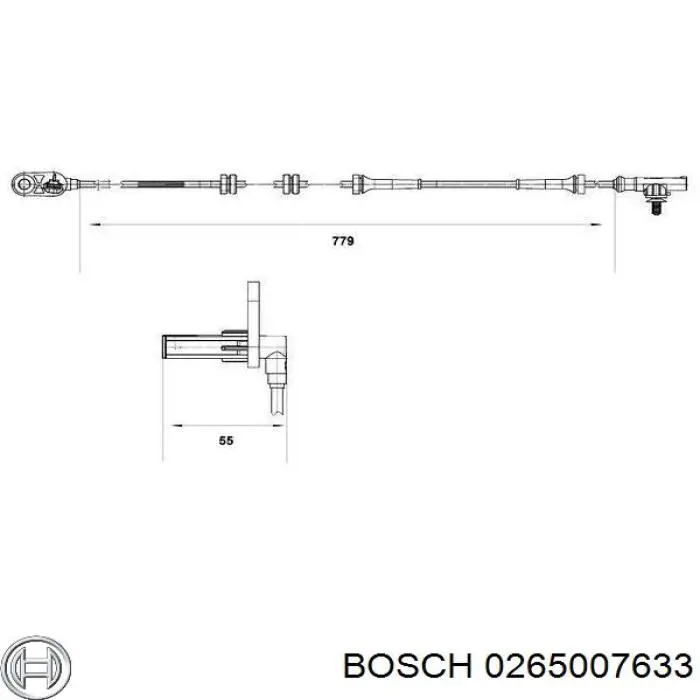Датчик АБС (ABS) задний правый Bosch 0265007633