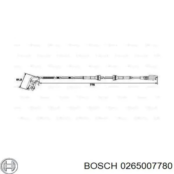 0265007780 Bosch датчик абс (abs задний)