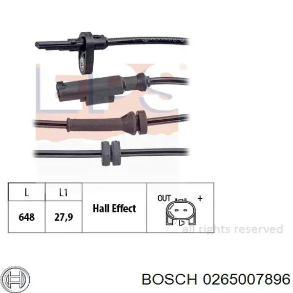 Датчик АБС (ABS) задній 0265007896 Bosch