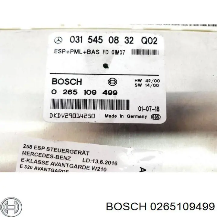 Блок управления ESP 0265109499 Bosch