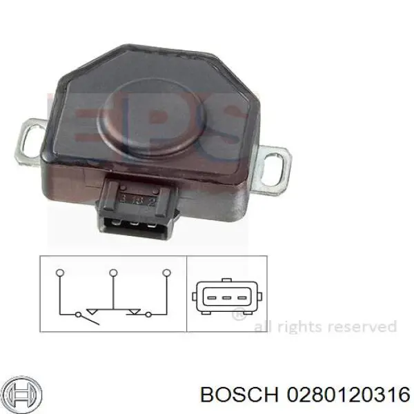 0280120316 Bosch sensor de posição da válvula de borboleta (potenciômetro)