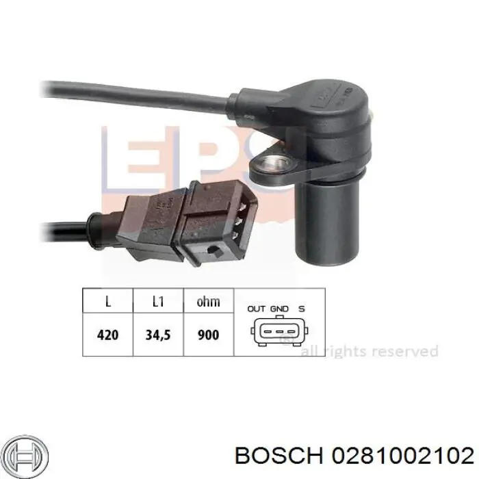 Sensor de posición del cigüeñal 0281002102 Bosch
