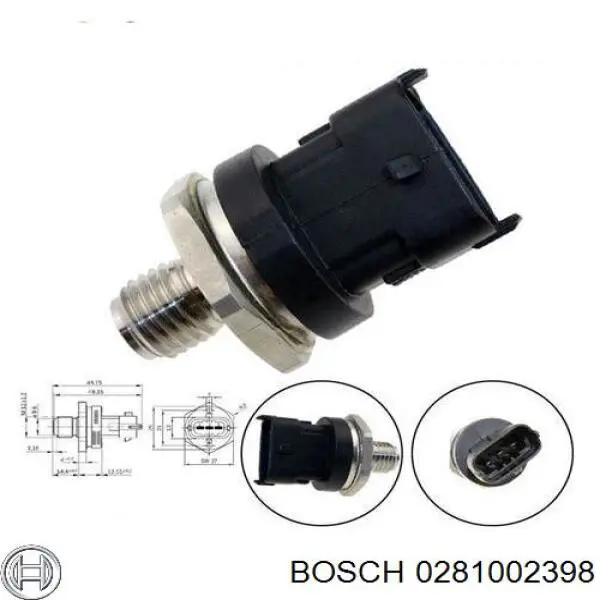 Купить 0281002398 Bosch Датчик давления топлива