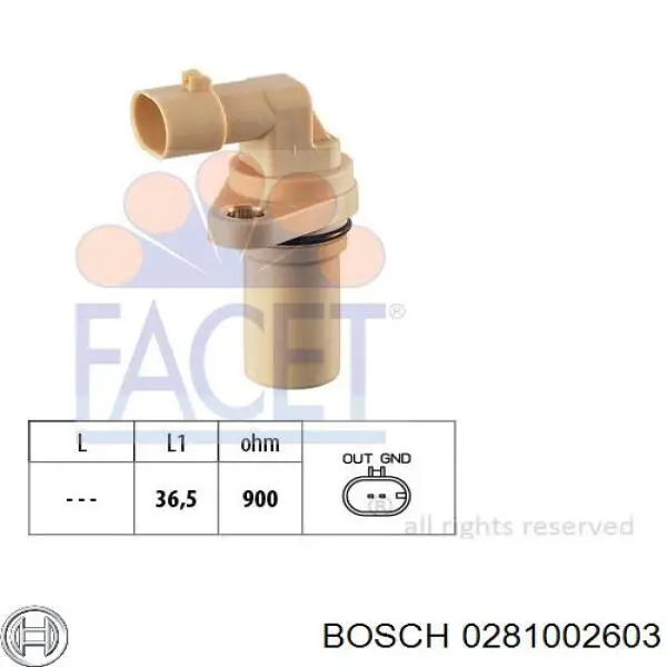 Датчик положення (оборотів) коленвалу 0281002603 Bosch