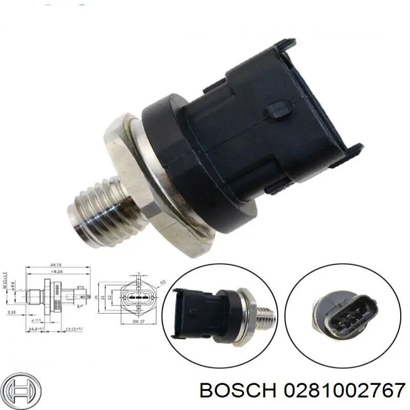 Купить 0281002767 Bosch Датчик давления топлива