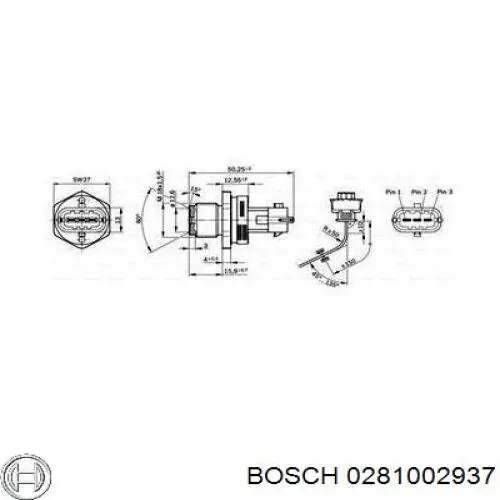 Датчик тиску палива 0281002937 Bosch