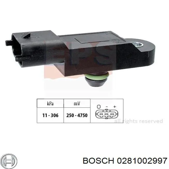 Купить 0281002997 Bosch Датчик нагнетания воздуха в турбину