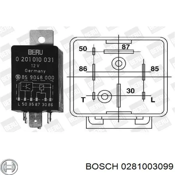 Реле свечей накала 0281003099 Bosch