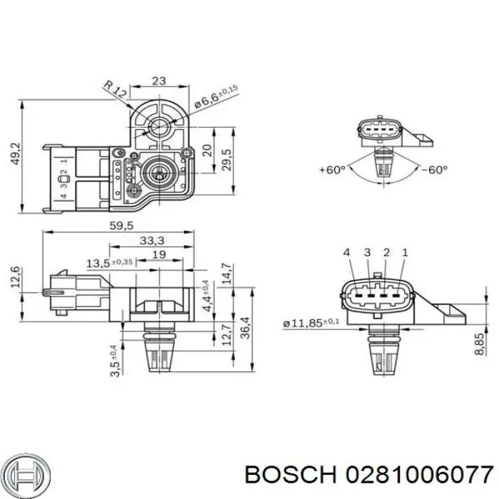 Sensor De Presion Del Colector De Admision 0281006077 Bosch