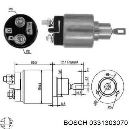 Реле втягивающее стартера Bosch 0331303070