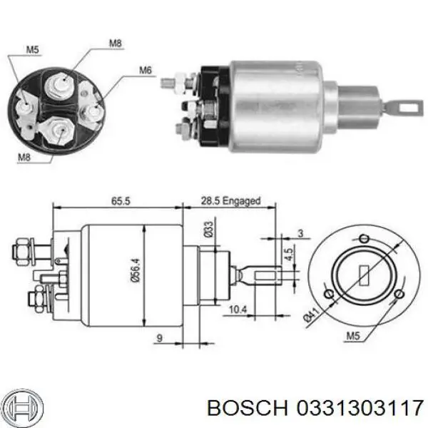 Втягивающее реле стартера 0331303117 Bosch