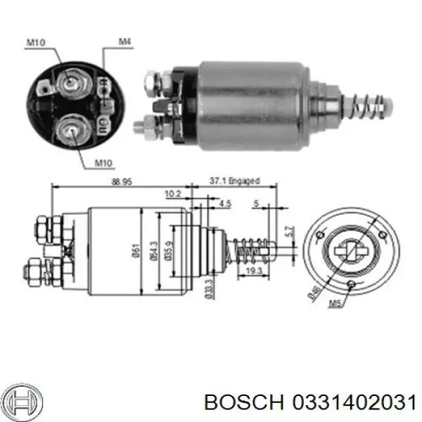 0331402031 Bosch relê retrator do motor de arranco
